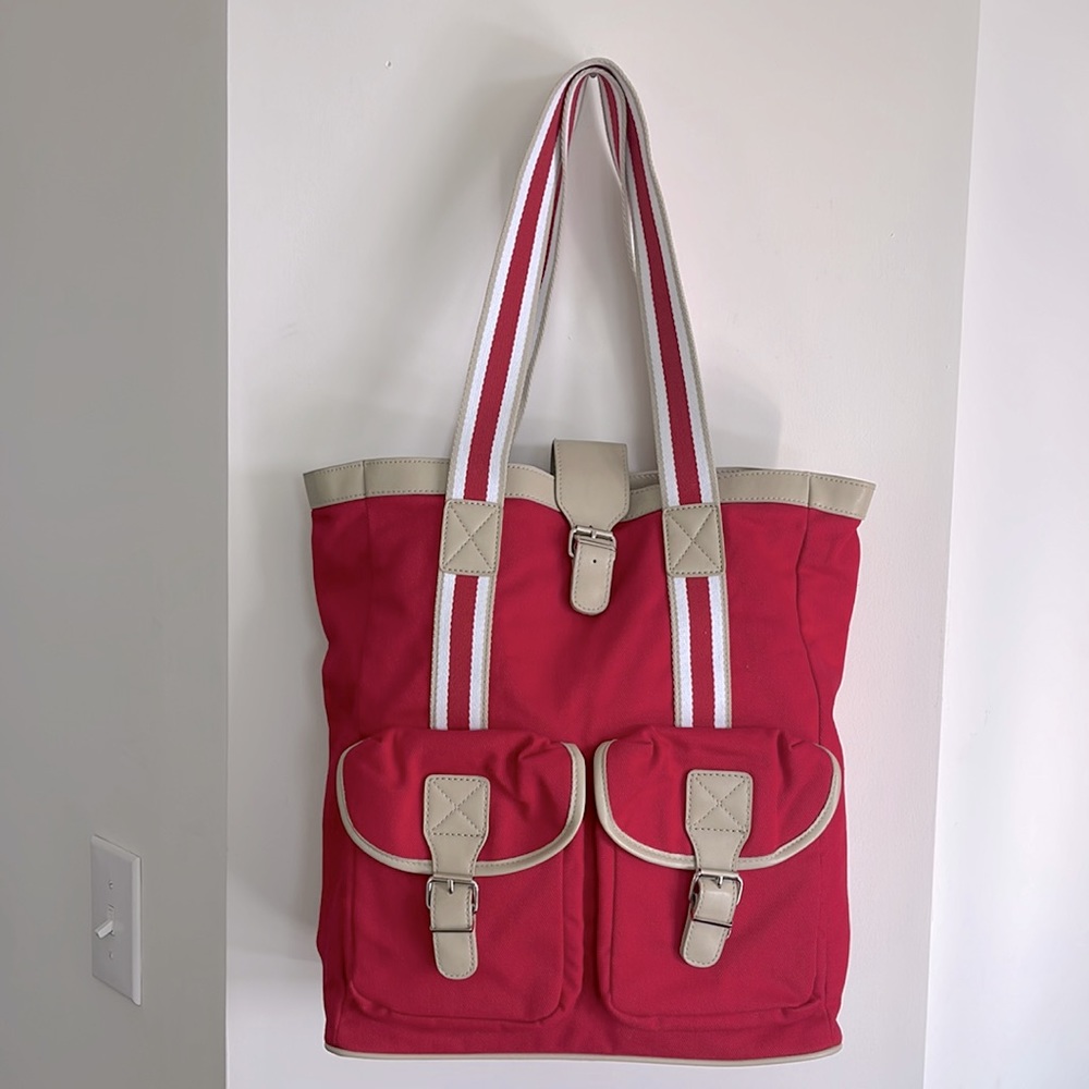 Pottery Barn Kids Davenport Collection Tote Bag in Red Like New Cotton Canvas